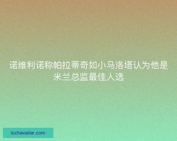 诺维利诺称帕拉蒂奇如小马洛塔认为他是米兰总监最佳人选