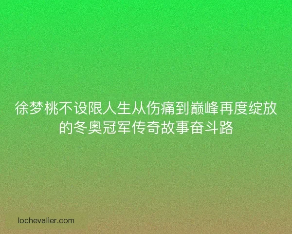 徐梦桃不设限人生从伤痛到巅峰再度绽放的冬奥冠军传奇故事奋斗路