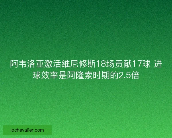 阿韦洛亚激活维尼修斯18场贡献17球 进球效率是阿隆索时期的2.5倍